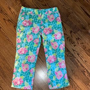 Lilly Pulitzer Pants sz 8 Stain Glass Roses